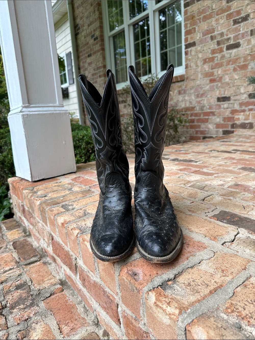 Larry Mahan Black Leather Cowboy Boots